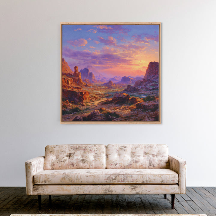 Sunset Desert Canyon Landscape Wall Art Colorful Western Painting Large Canvas Print Rustic Home Decor Living Room Wall Art
