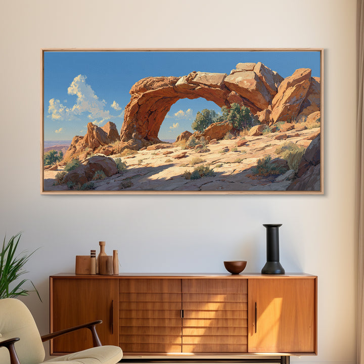 Majestic Natural Rock Arch Landscape Wall Art Print Stunning Canyon View Large Framed Canvas Print For Rustic Home Decor