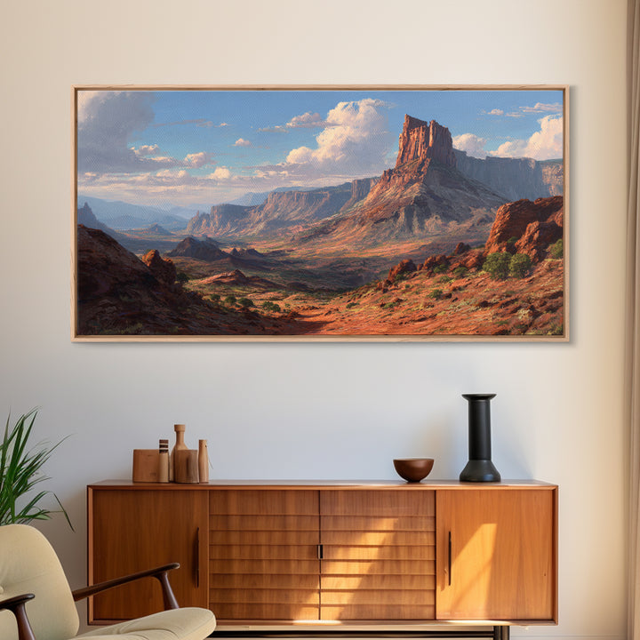 Stunning Red Rocky Mountain Landscape Painting Wall Art For Home Decoration Framed Canvas Print Mountain Scene Art