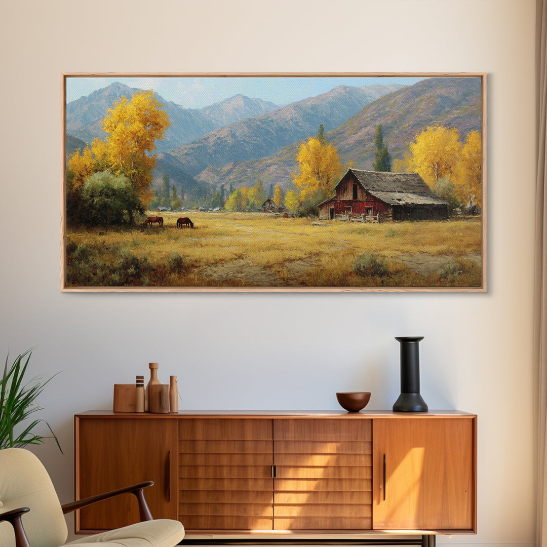 Stunning Autumn Mountain Landscape With Rich Foliage Wall Art Print For Rustic Living Room Decor Canvas Print