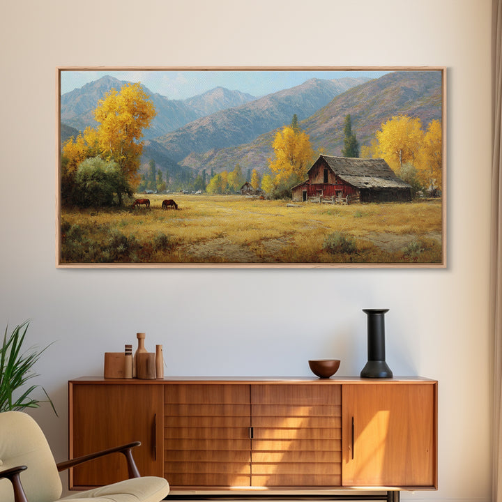 Stunning Autumn Mountain Landscape With Rich Foliage Wall Art Print For Rustic Living Room Decor Canvas Print