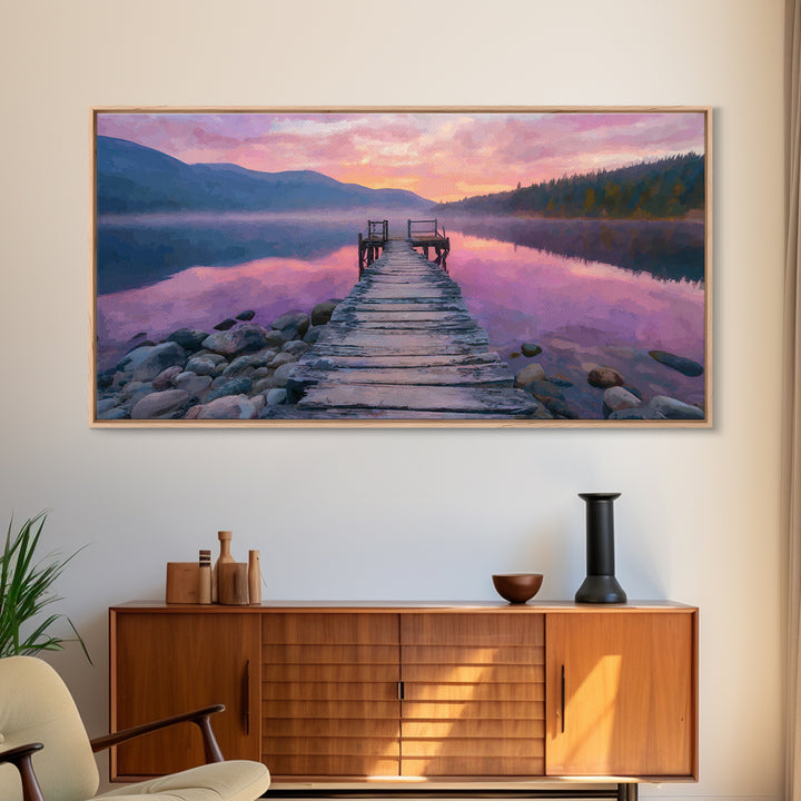 Serene Traditional Asian Temple Lit At Night With Misty Mountains Landscape Wall Art Canvas Print For Zen Decor