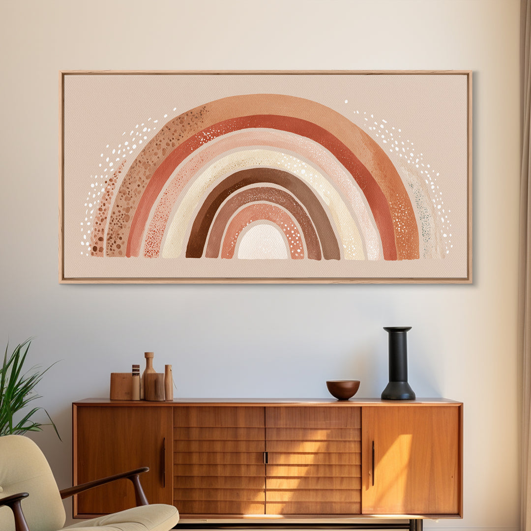 Terracotta Boho Rainbow Wall Art, Neutral Nursery Decor, Kids Room Decor, Earth Tone Decor, Above Crib Decor, Canvas Print