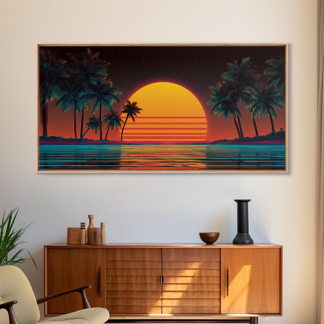 Beautiful Golden Sunset Over Ocean Calm Waves Large Wall Art Modern Coastal Canvas Print For Living Room And Bedroom Beach Decor