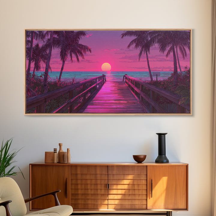 Sunset Silhouette Of Heron Standing In Lake Calm Waters Serene Nature Original Oil Painting Wall Art Print