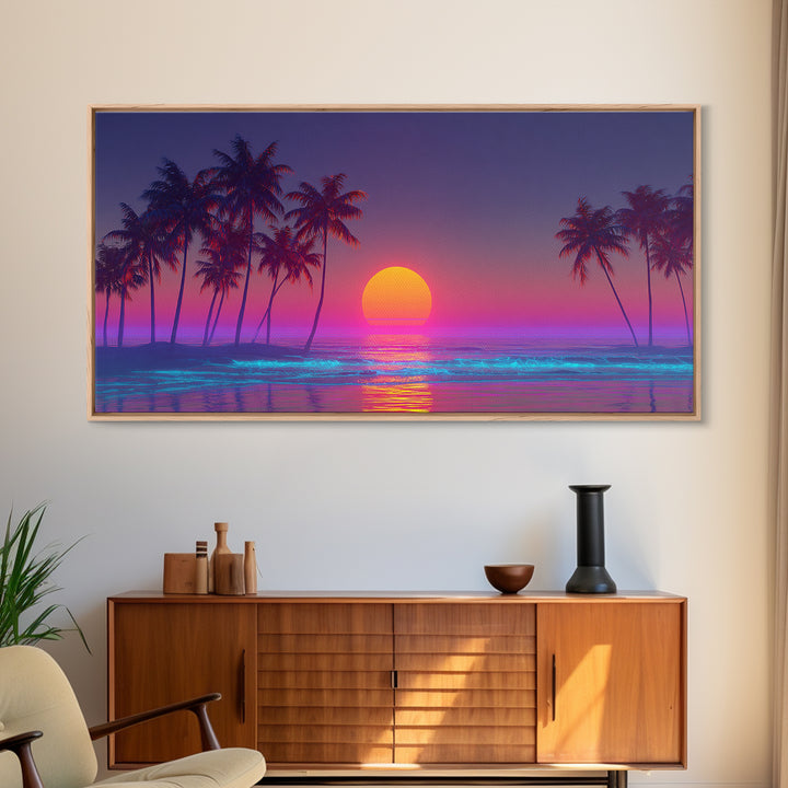 Serene Mountain Lake Reflection With Canoe Sunrise Wall Art Framed Canvas Print Tranquil Landscape Painting For Cozy Home Decor