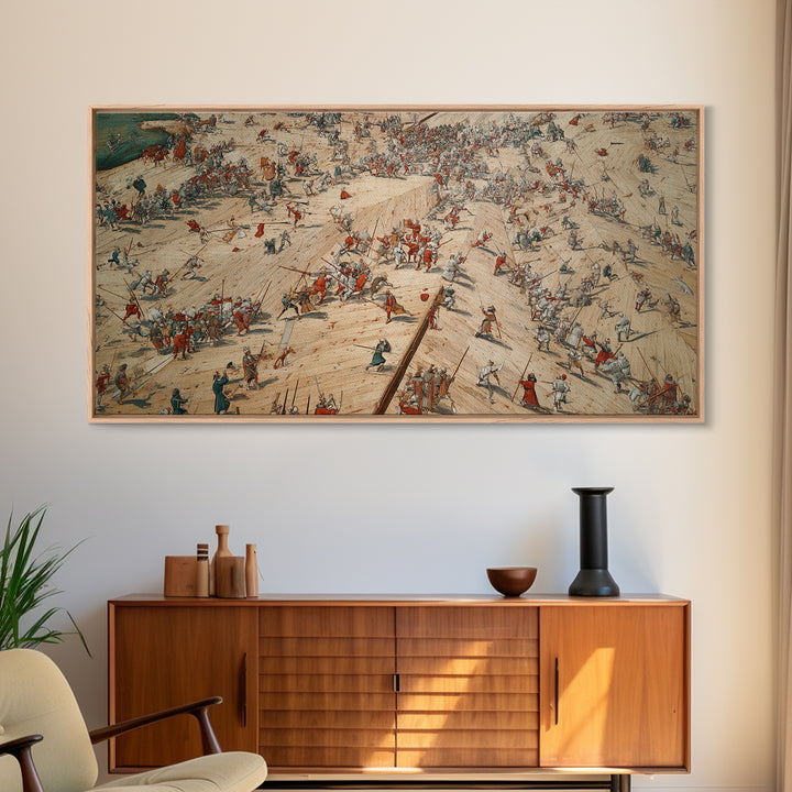 Medieval Battlefield Panorama Wall Art, Historic Army Battle Print, Detailed War Map Decor, Large Office Canvas Artwork, Gift For Him