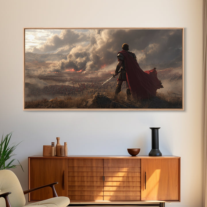 Neon Retro Futuristic Mountain Landscape With Grid And Sunset Cityscape Wall Art Vibrant Colorful Canvas Print
