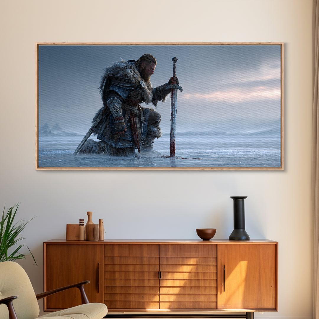 Starry Night Sky Over Rocky Desert Campfire Scene Magical Landscape Large Wall Art Canvas Print