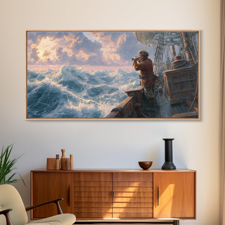 Stormy Ocean Ship Photographer Wall Art, Nautical Seascape Canvas Print, Maritime Decor, Coastal Gift For Him, Large Ocean Wall Decor