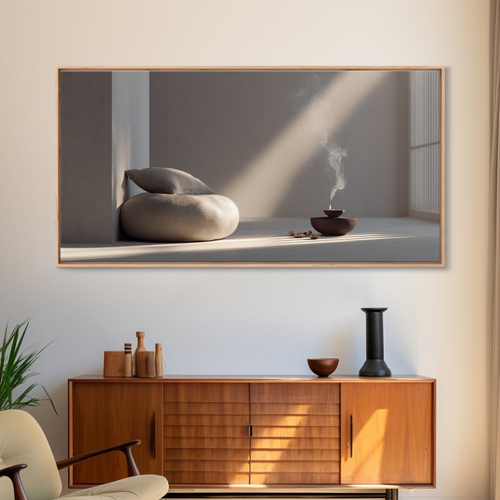 Serene Zen Room Calm Interior Design Wall Art Framed Canvas Print Minimalist Decor Modern Home Decor Relaxation Space Artwork