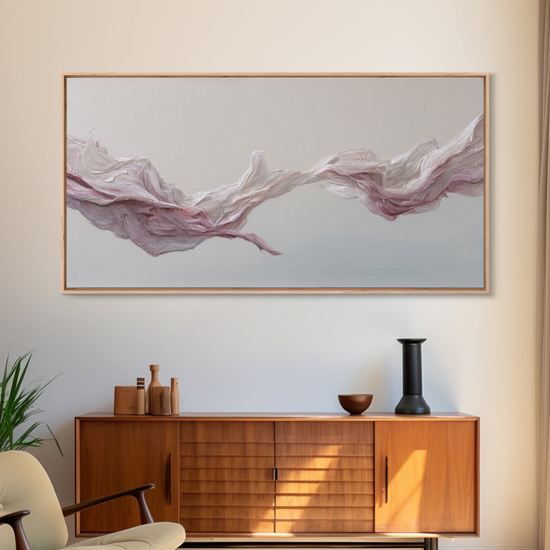Elegant Abstract Flowing Pink And Beige Textured Acrylic Painting Canvas Print Perfect Modern Wall Art For Home Decor And Office