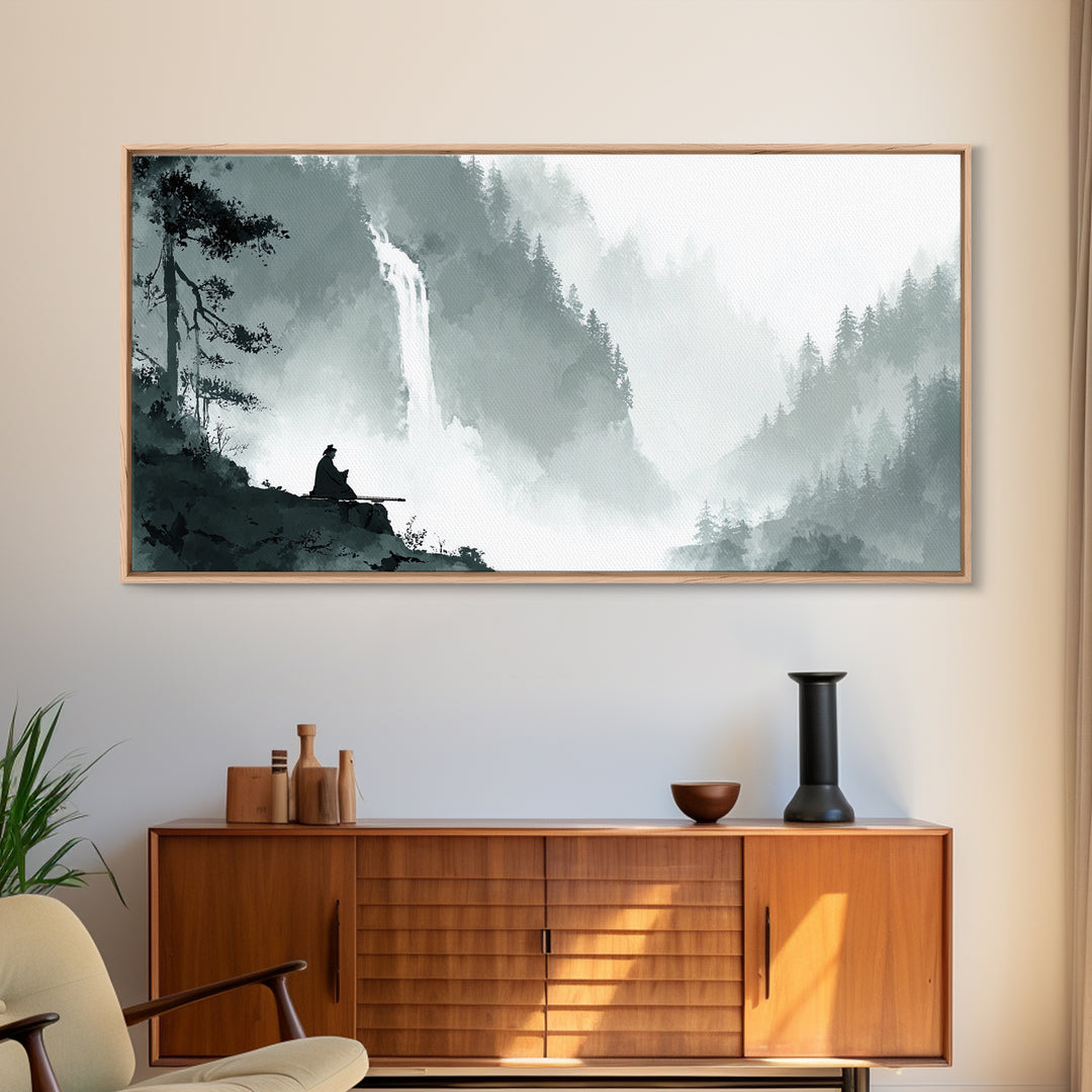 Peaceful Lakeside Township At Sunset With Glowing Lights Canvas Print Relaxing Wall Art For Bedroom Living Room Decor