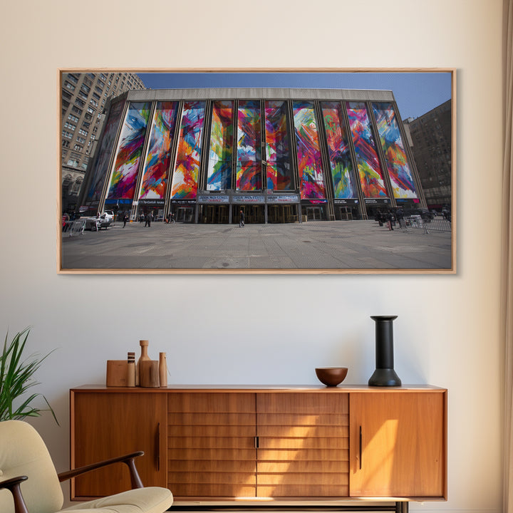 Colorful Modern Glass Building Facade Wall Art, Urban Architecture Canvas Print, Abstract City Decor, Statement Office Art