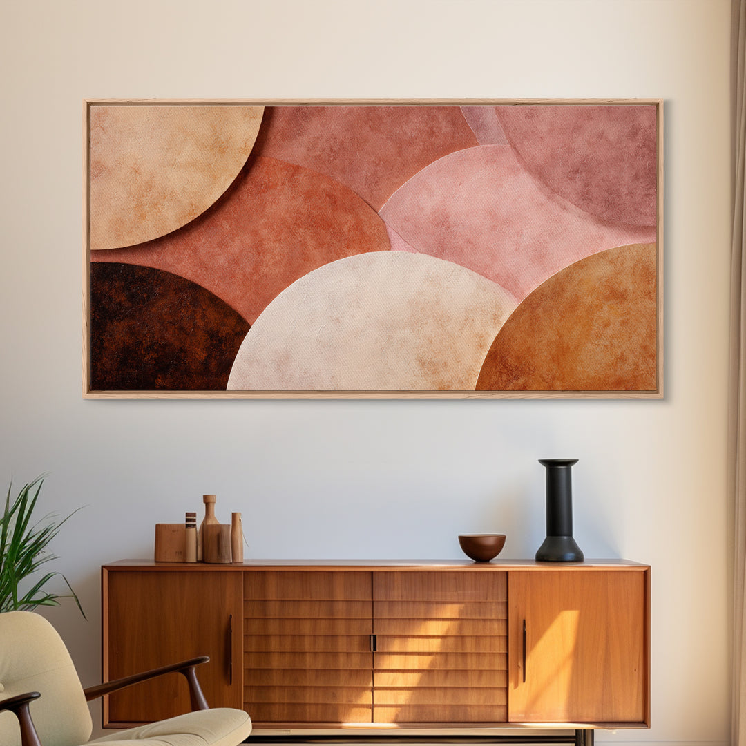 Textured Terracotta Circle Abstract Canvas Print, Earth Tone Wall Art, Modern Organic Decor, Large Neutral Wall Art For Living Room