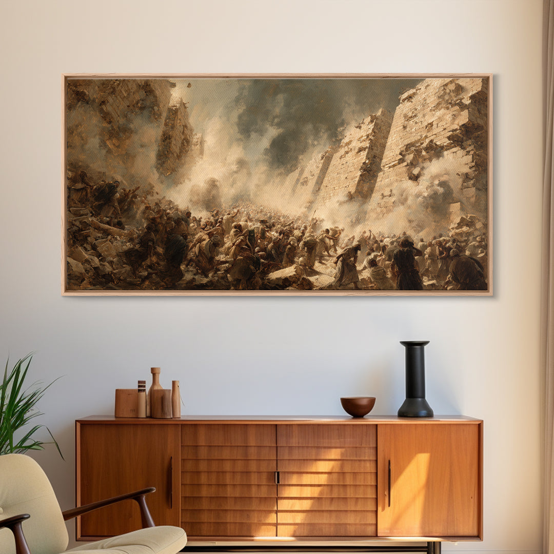 Ancient Siege Battle In Dust Wall Art, Historical War Canvas Print, Dramatic Figurative Art, Dark Academia Home Decor Gift