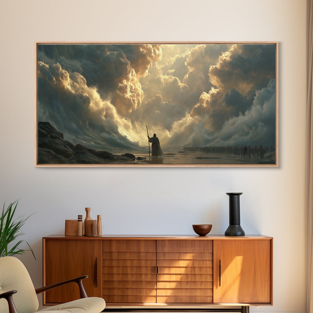 Epic Warrior Under Golden Storm Clouds Canvas Print, Fantasy Wall Art, Dramatic Battle Landscape, Medieval Decor Gift For Him