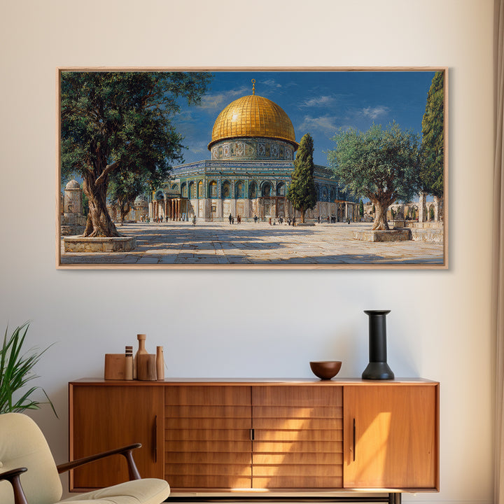 Golden Dome Of The Rock Jerusalem Wall Art, Islamic Architecture Canvas Print, Middle Eastern Decor, Spiritual Travel Poster