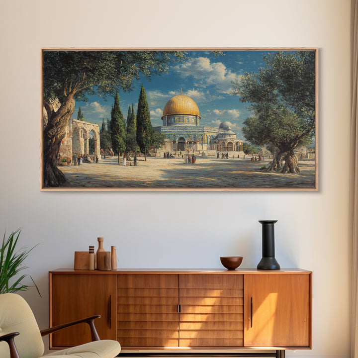 Jerusalem Dome Of The Rock Wall Art, Islamic Architecture Canvas Print, Olive Tree Travel Decor, Middle Eastern Art Print