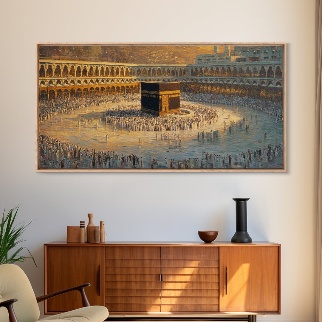 Kaaba Mecca Pilgrimage Wall Art, Islamic Framed Canvas Print, Muslim Home Decor, Ramadan Eid Gift, Prayer Room Art, Islamic Wall Decor