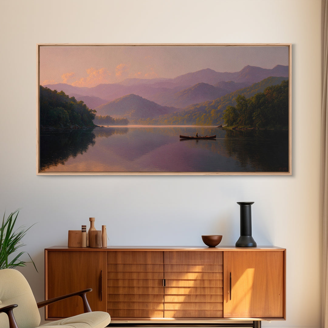 Smoky Mountain Lake At Sunset Canvas Print, Serene Landscape Wall Art, Cabin Decor, Rustic Home Decor, Housewarming Gift