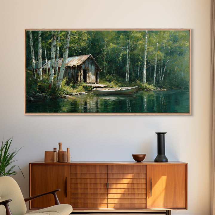 Scenic Tranquil Lake With Lily Pads And Bergen Mountains Landscape Painting Wall Art Canvas Print For Home Decor