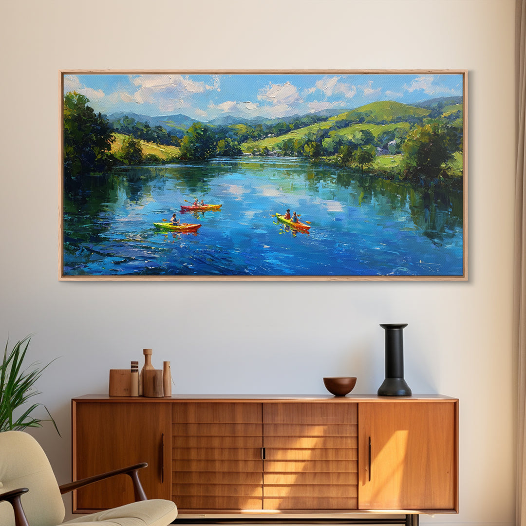 Sunlit Rocky Mountain Canyon Trail Landscape Oil Painting Wall Art Canvas Print Framed Canvas Print For Rustic Home Modern Decor