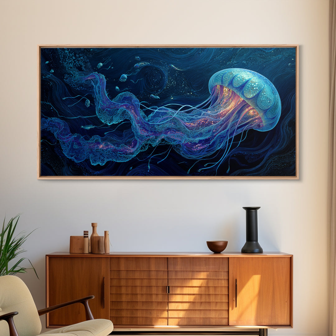 Surreal Futuristic Neon Mountain Road Sunset Wall Art Digital Painting Canvas Print For Modern Bedroom Or Office Decor