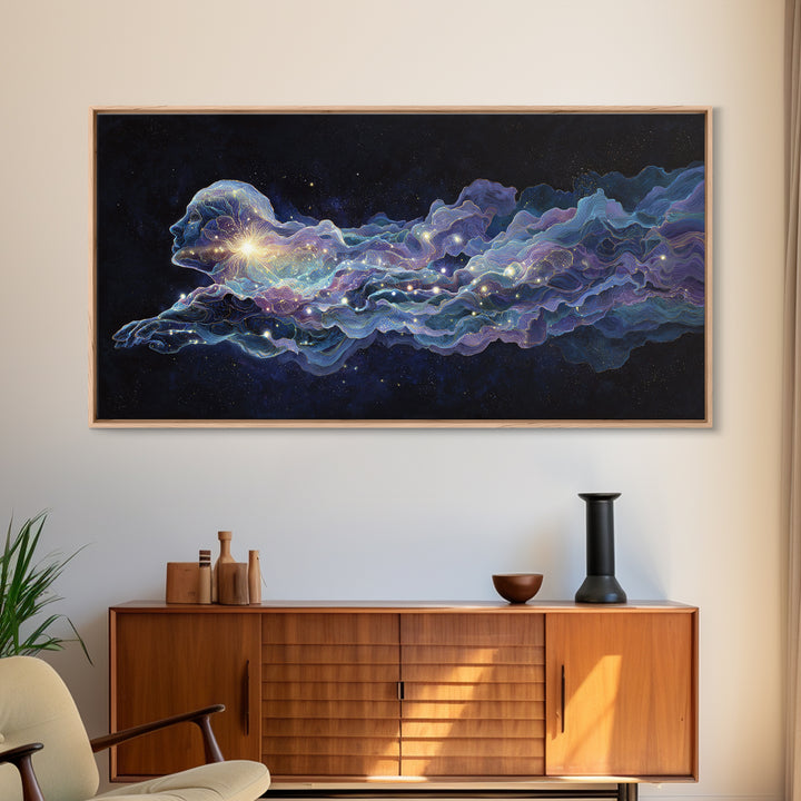 Abstract Celestial Cosmic Art Painting Wall Art Canvas Print Colorful Starry Night Decor Mystical Wall Art