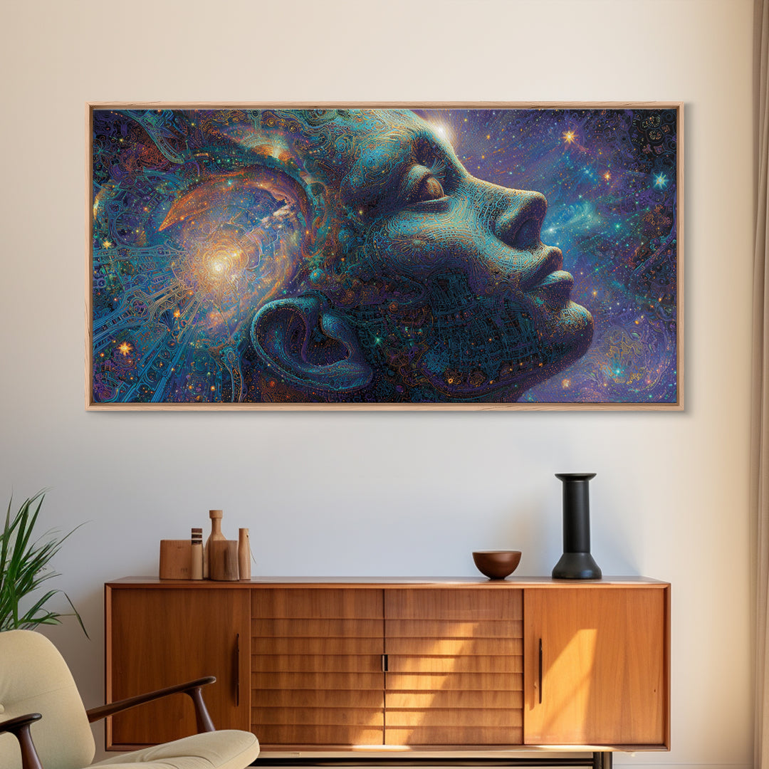 Retro Futuristic Neon Sunset Over Ocean Large Wall Art Canvas Print Vibrant Coastal Home Decor