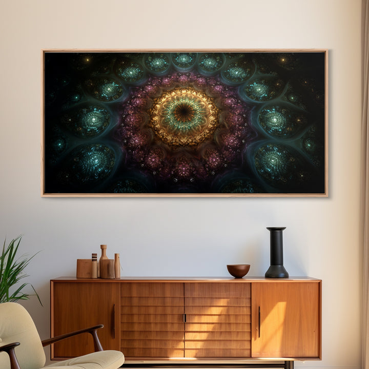 Magical Kaleidoscope Mandala Inspired Abstract Fractal Design Wall Art Modern Wall Decor Canvas Print Gift