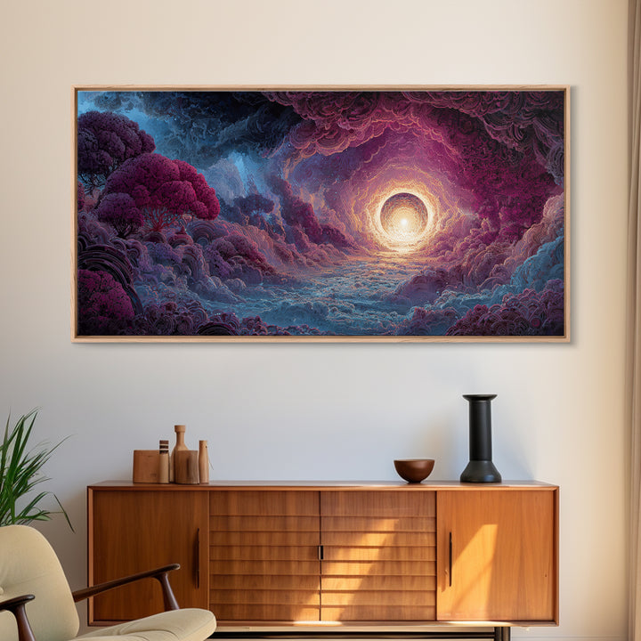 Fantasy Forest Landscape Painting Canvas Print Enchanting Magical Trees Wall Art Modern Home Decor
