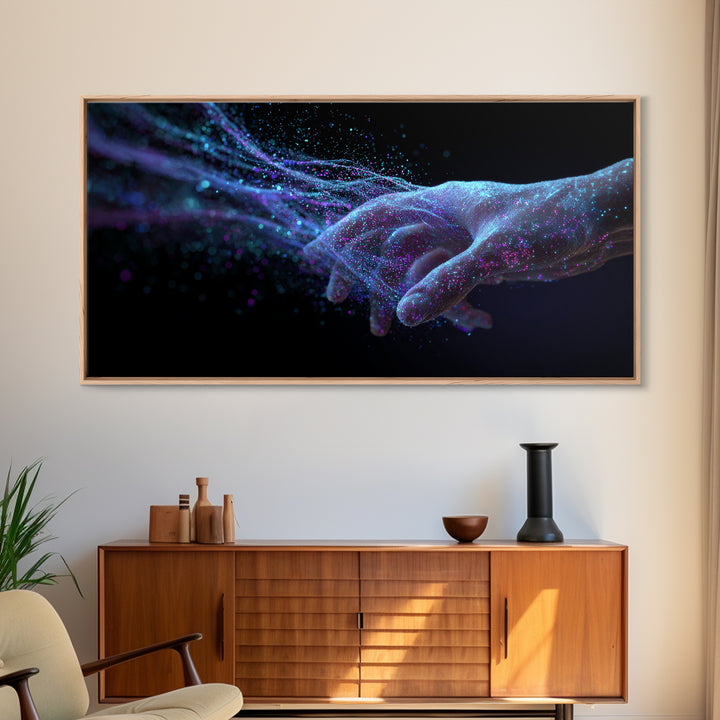 Digital Futuristic Hand Nebula Art Canvas Print Modern Abstract Wall Art For Home Office Decor Unique Cosmic Framed Canvas Print