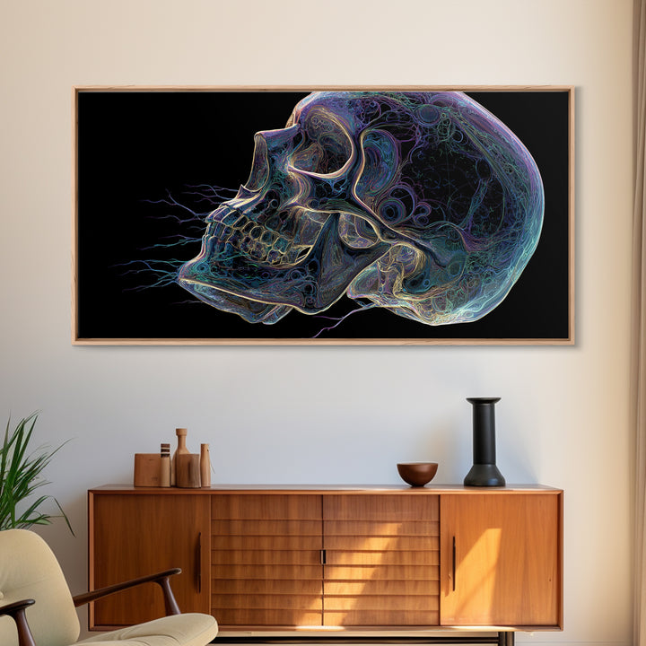 Digital Skull Art Multicolor Fantasy Illustration Canvas Print Modern Wall Art Halloween Decor Gift Idea