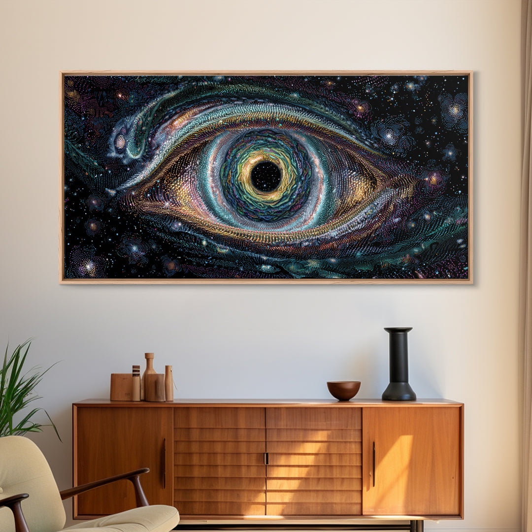 Cosmic Vortex Eye With Starry Galaxy Background Abstract Surreal Wall Art For Modern Home Decor And Spiritual Spaces Canvas Print With Stunning Detail