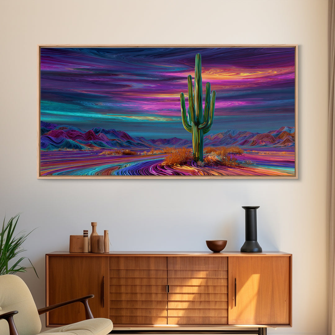 Futuristic Neon Cityscape With Skyscrapers Reflected On Water Large Wall Art Framed Canvas Print Modern Urban Home Decor