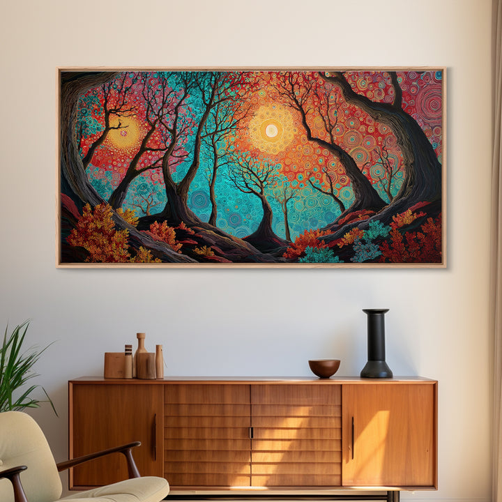Bright Bold Sunset Over Ocean Waves Colorful Coastal Wall Art Modern Home Decor Vibrant Living Room Canvas Print
