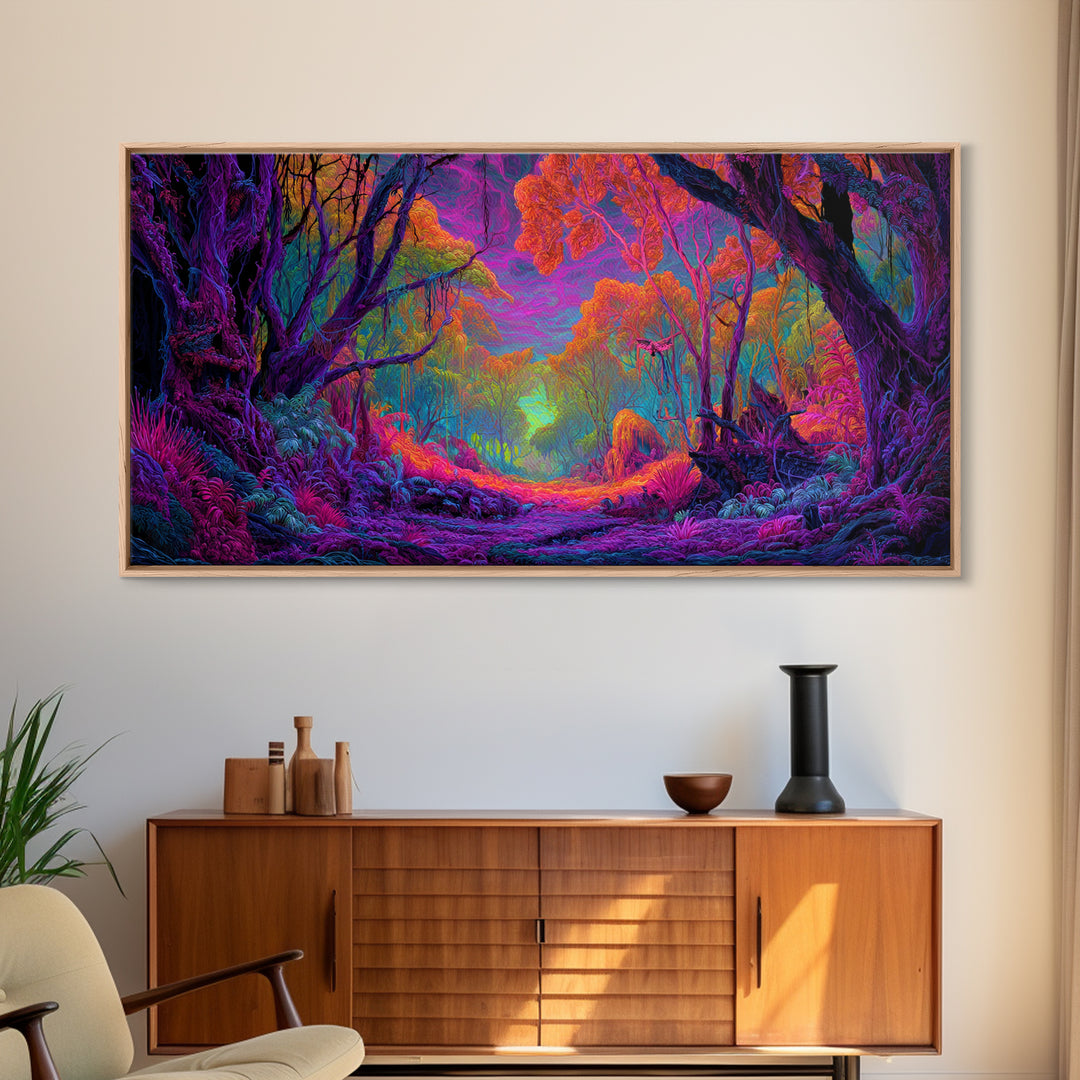 Vibrant Fantasy Forest Landscape Wall Art Colorful Nature Canvas Print For Living Room Modern Wall Art