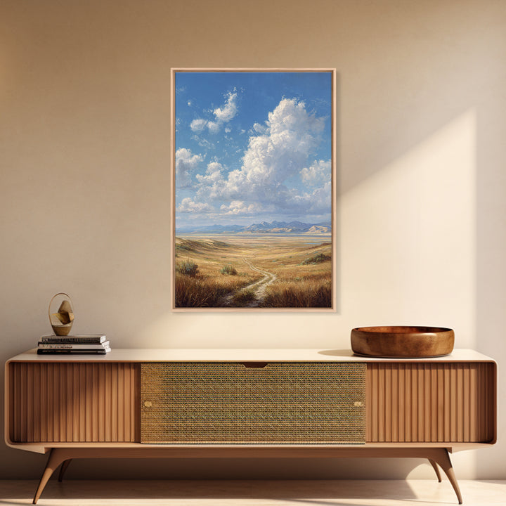 Majestic Mountain Valley Landscape Painting Original Art Large Wall Art Framed Canvas Print Natural Home Decor