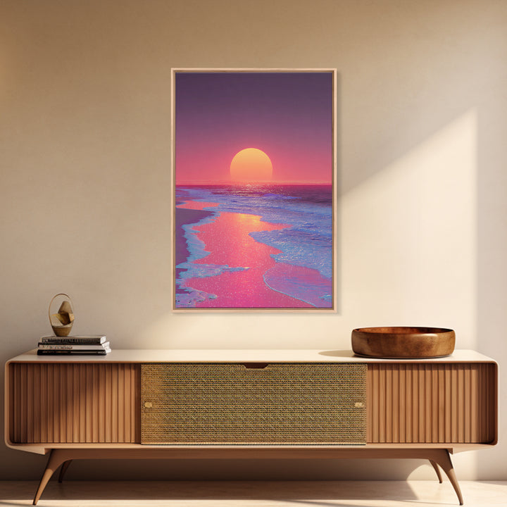 Dramatic Cityscape At Sunset With Reflective Surface Modern Wall Art Large Canvas Print Trendy Wall Art For Living Room Decor
