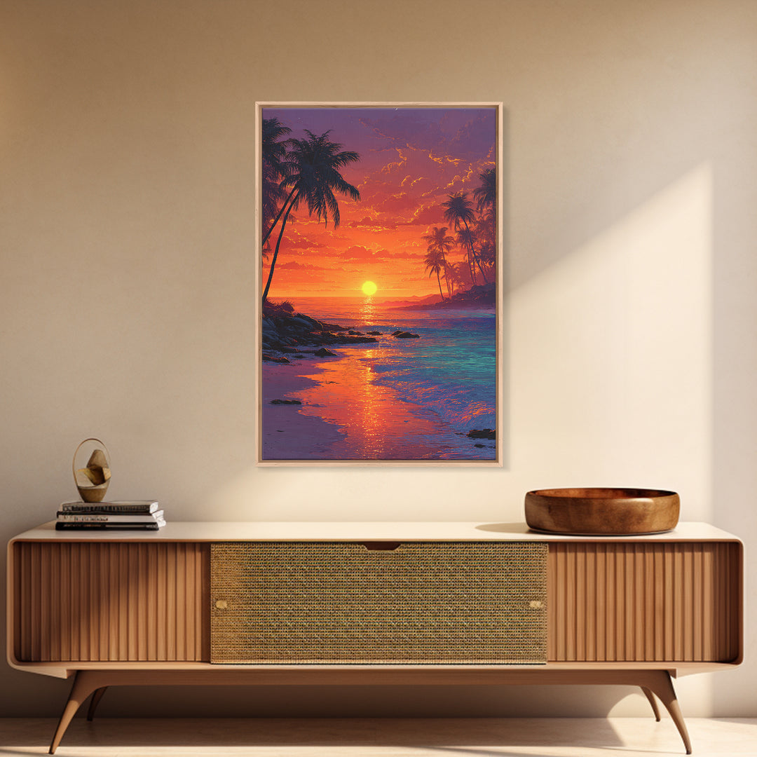 Colorful Mystic Ocean Wave With Buddha Silhouette Wall Art Canvas Print Vibrant Spiritual Home Decor