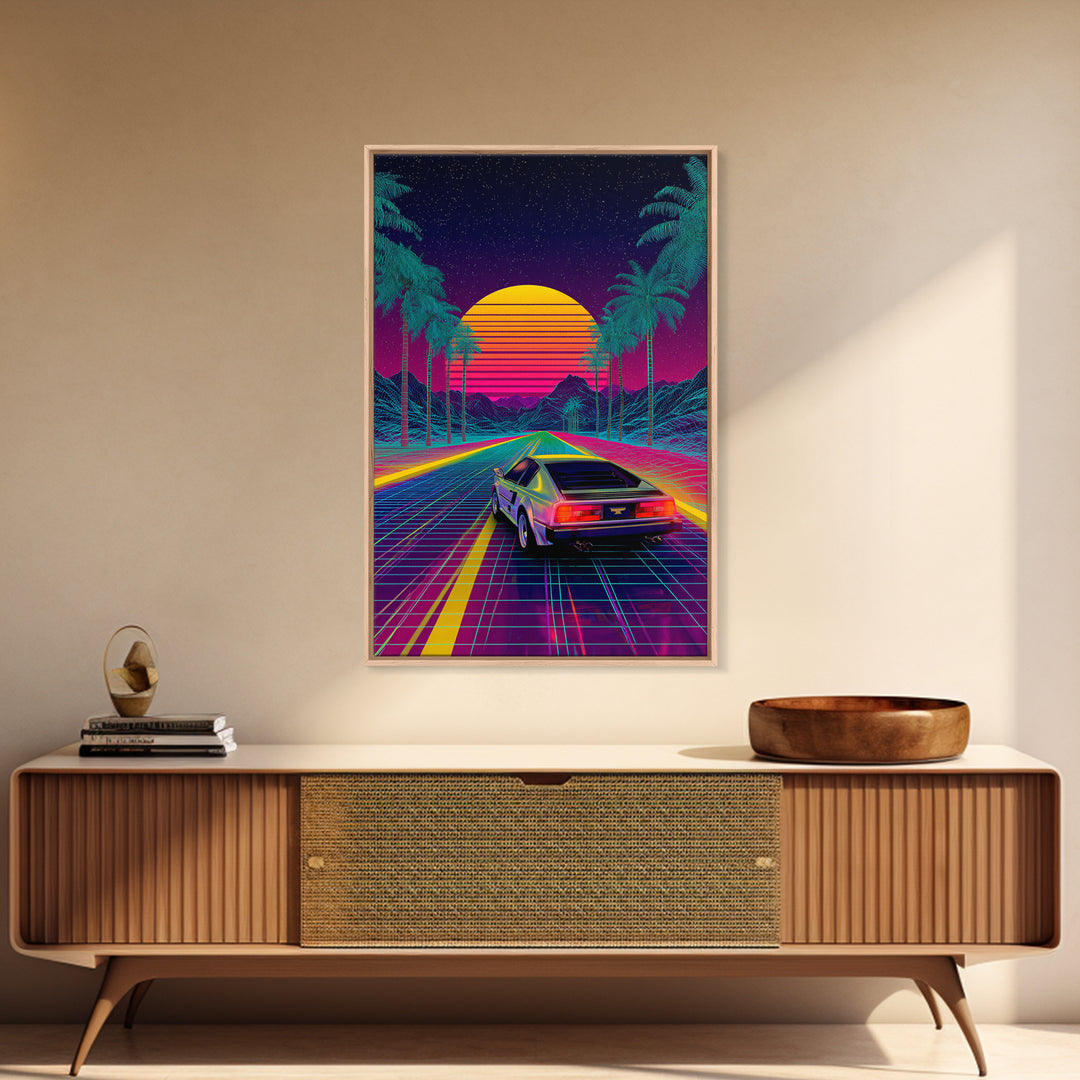 Purple Night Skyline Cityscape With Vibrant Reflections Canvas Print For Modern Urban Wall Art And Home Decor Gift