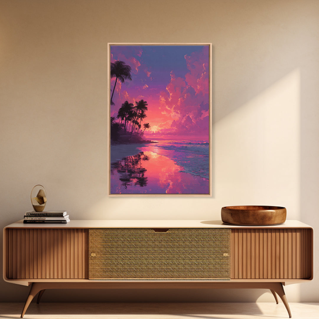 Gorgeous Scenic Canyon Landscape With Sunlight Reflecting In Water Digital Art Canvas Print Large Wall Art For Southwestern Home Decor