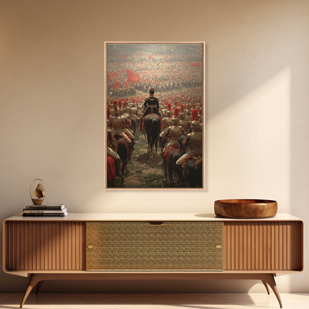 Imperial Commander Over Vast Cavalry Army, Framed Canvas Print, Historical Battle Art, Military Wall Decor, Gift For Him