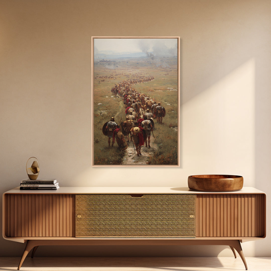 Roman Legion Marching Across Open Plains Canvas Print, Historical Battle Wall Art, Classical Office Decor For Him, Living Room Art