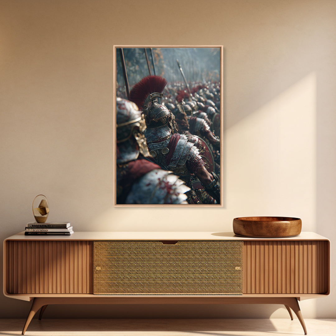 Roman Legion Battle Helmets, Ancient Warrior Wall Art, Historical Canvas Print, Masculine Office Decor, Gift For Him, Man Cave