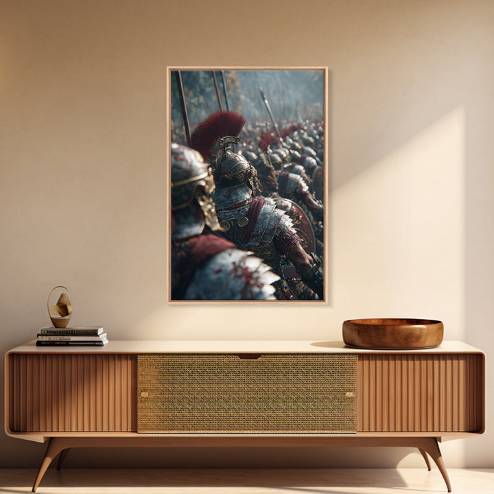 Roman Legion Battle Helmets, Ancient Warrior Wall Art, Historical Canvas Print, Masculine Office Decor, Gift For Him, Man Cave