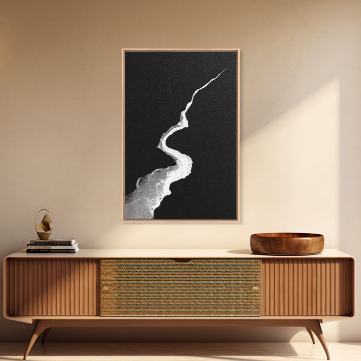 Abstract Black And White Textured Paint Stroke Minimalist Wall Art Canvas Print For Office Decor
