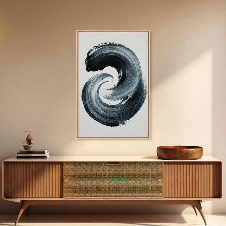 Bold Black And White Abstract Ink Brush Stroke Minimalist Wall Art Print Ideal For Contemporary Home Decor