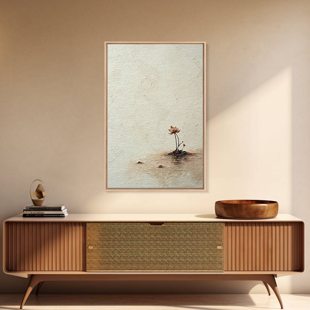 Simple Lotus Flower Minimalist Painting Wall Art Canvas Print For Spa Decor And Zen Home Decoration